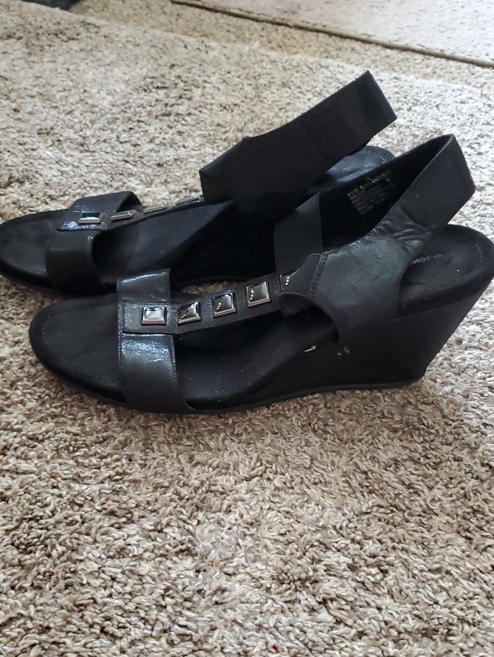 Wedge Sandals With Stud Accents